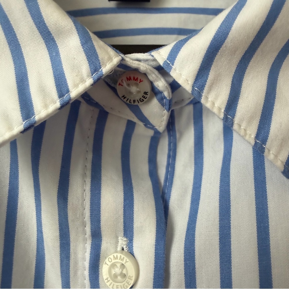 Tommy Hilfiger Women’s Cabana Striped Pleat-Back 100% Cotton Shirt XL - Picture 9 of 15